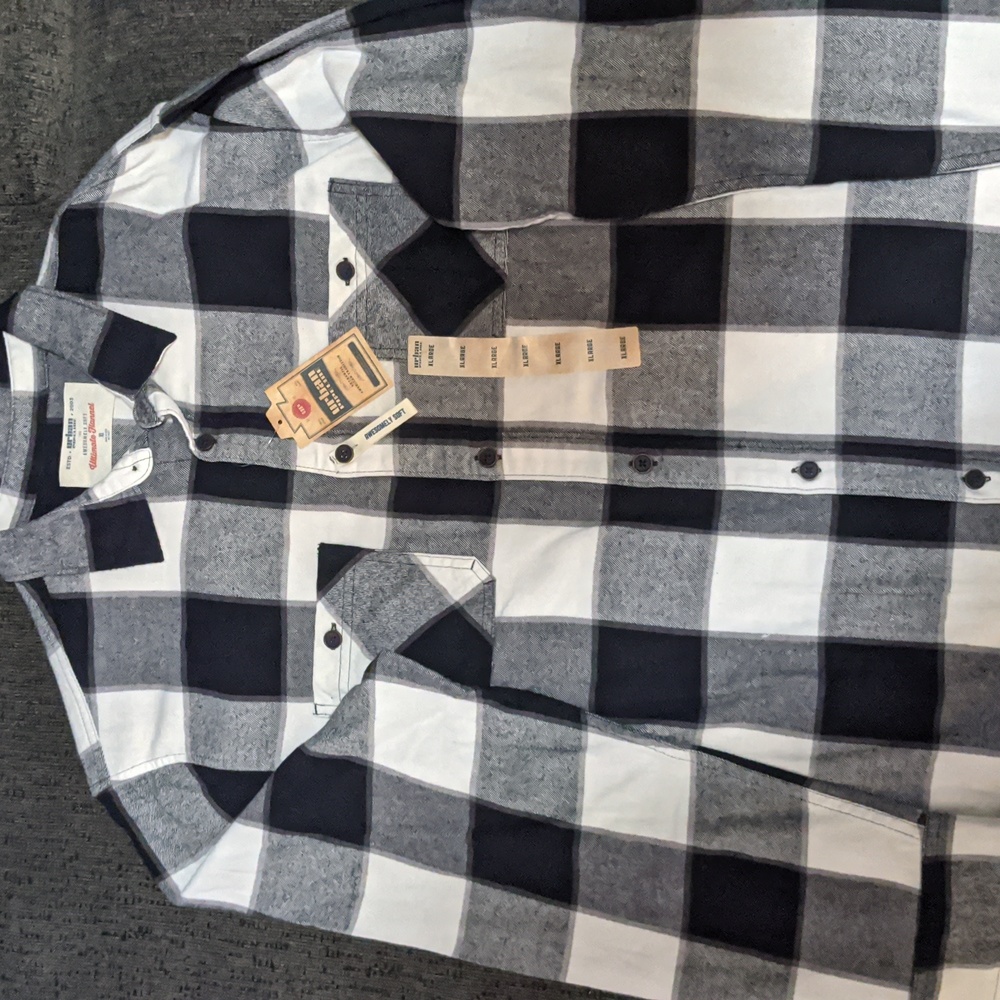 Urban pipeline xlarge black and white flannel